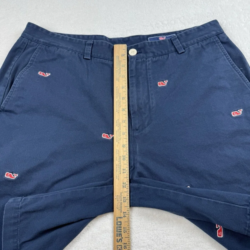 Vineyard Vines Breaker Chino Shorts Men's 36 Navy Blue Whale Red Embroidered